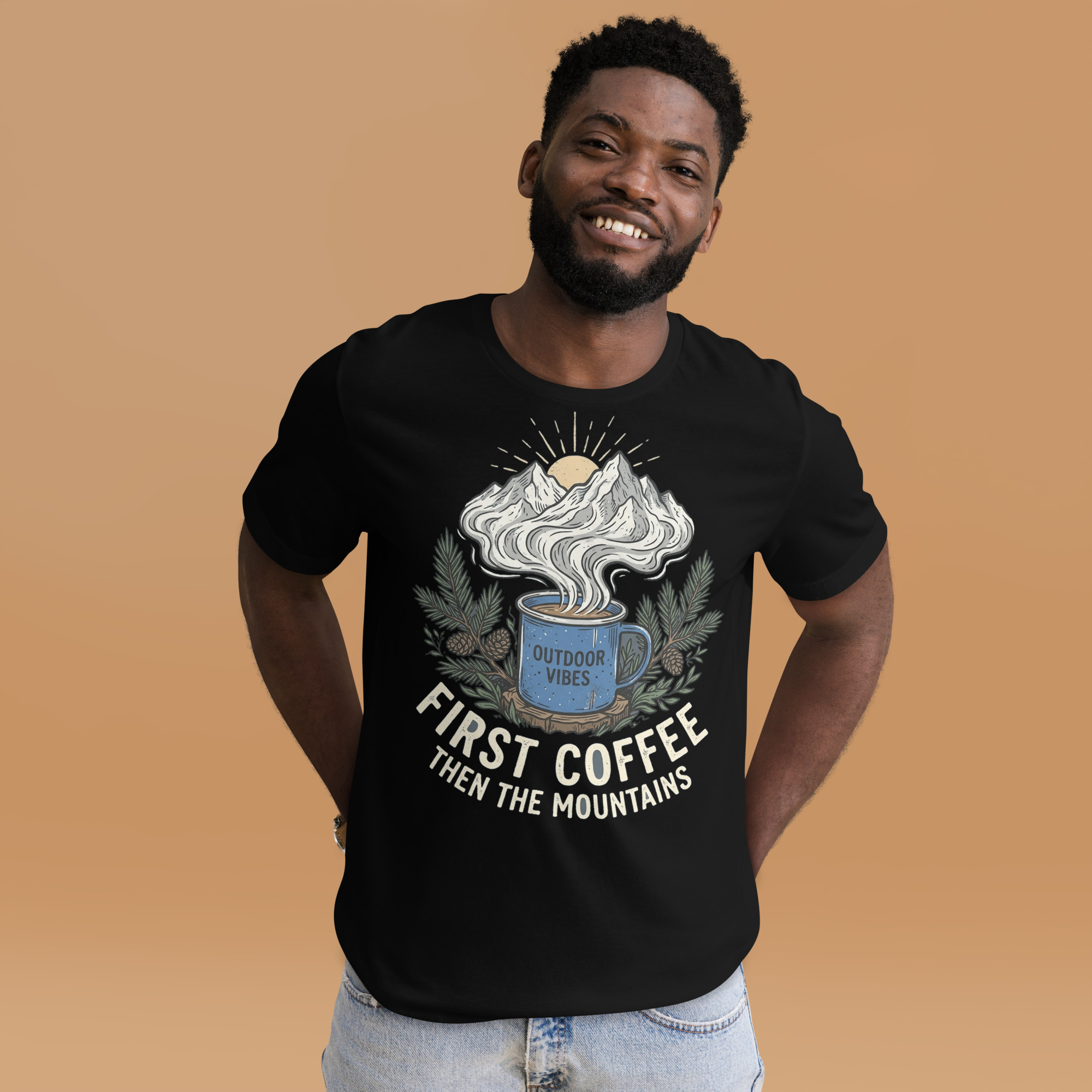 First Coffee, Then the Mountains T-Shirt - Image 2